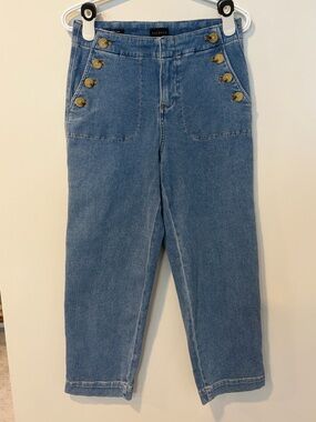 Never Worn! Talbots Mystic Blue Cropped Sailor-Button Nautical Jeans